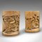 Vintage Chinese Hand Carved Bamboo Dry Flower Vases, 1930s, Set of 2 2