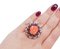Rose Gold and Silver Ring with Coral, Garnets and Diamonds, 1950s 5
