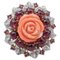 Rose Gold and Silver Ring with Coral, Garnets and Diamonds, 1950s 2