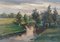 Harijs Veldre, Landschaft mit Fluss, 1947, Öl auf Karton 1