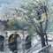 Constantine Kluge, View of the Pont Marie in Paris, Oil on Canvas, 1950s 1