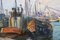 Nikolajs Breikss, Schiffe im Hafen, 1960er, Öl auf Karton 5