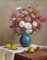 Janis Lauva, Stillleben mit Blumen und Äpfeln, 1964, Öl auf Karton 1