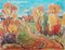 Svirskis Vitolds, colorido paisaje otoñal, 1979, óleo sobre cartón, Imagen 1