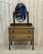 English Oak Dressing Table with Oval Beveled Mirror, 1930s 1