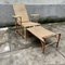 French Rattan Green Stripe Folding Deck Chaise Lounge, 1930s, Image 7