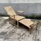 French Rattan Green Stripe Folding Deck Chaise Lounge, 1930s, Image 1