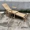 French Rattan Green Stripe Folding Deck Chaise Lounge, 1930s, Image 9