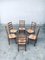 Belgian Rustic Handcrafted Dining Chair Set in Oak and Rush, 1950s, Set of 6 15
