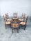 Belgian Rustic Handcrafted Dining Chair Set in Oak and Rush, 1950s, Set of 6 16
