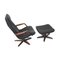 Fauteuil Ajustable Vintage en Cuir Noir avec Repose-Pieds, Danemark, 1970s, Set de 2 5