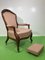 Antique Armchair in Louis Philppe Style with Foot Stool, 1880s, Set of 2 2