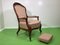 Antique Armchair in Louis Philppe Style with Foot Stool, 1880s, Set of 2 6