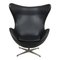 Black Leather Egg Chair by Arne Jacobsen for Fritz Hansen, 2000s, Image 1