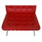 Chaise Barcelona en Cuir Rouge avec Ottomane par Ludwig Mies Van Der Rohe, Set de 2 5