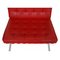 Roter Barcelona Stuhl aus Leder mit Fußhocker von Ludwig Mies Van Der Rohe, 2er Set 5