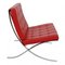 Sedia Barcelona in pelle rossa con poggiapiedi di Ludwig Mies Van Der Rohe, set di 2, Immagine 3