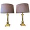 Brass Column Table Lamps, 1980s, Set of 2 1