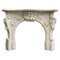Antique Italian Statuary Baroque Style Fireplace Mantel in White Marble, 1850 1