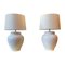 Large Italian Table Lamps in White Porcelain, 1960, Set of 2, Image 1