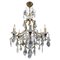 Antique French Cage Chandelier in Brass and Crystal, 1890, Image 1