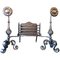 Arts and Crafts Dog Grate in Wrought Iron, Set of 3 1