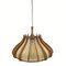 Space Age UFO Teak and Linen Pendant Lamp attributed to Temde, 1960s, Image 18