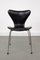 Schwarzes Leder Mod. 3107 Esszimmerstuhl von Arne Jacobsen für Fritz Hansen, 1964 1