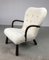 Fully Restored Danish Clam Chair in Sheepskin from Skive Mobelfabrik, 1950s, Image 14