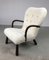 Vollständig restaurierter dänischer Clam Chair aus Schaffell von Skive Mobelfabrik, 1950er 14