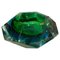 Large Modernist Green and Blue Faceted Murano Glass Bowl from Seguso, 1970s 1