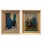Franco Amideii, Figures, 1960s, Small Paintings on Board, Framed, Set of 2 8