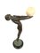 Clarté, Tänzerin Skulptur mit Jade Ball von Max Le Verrier, Spelter & Marmor, Art Deco Stil 5