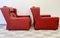 Danish Red Leather Armchairs attributed to Edmund Jorgensen, 1960s, Set of 2 3