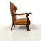 French Wing Chair in Cognac Leather with Carvings, 1920s 8