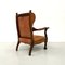 French Wing Chair in Cognac Leather with Carvings, 1920s 12