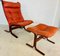 Vintage Norwegian Leather Siesta Chair and Ottoman by Ingmar Relling, 1970, Set of 2 1