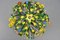 Polychrome Painted Metal Flower Five-Light Ceiling Light, 1970s 10