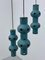 Blue Ceramic Ceiling Lamps, Germany, 1970s, Set of 3 3