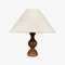 Vintage Table Lamp in Wood with Linen Lampshade, 1950s 5
