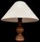 Vintage Table Lamp in Wood with Linen Lampshade, 1950s 1