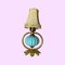 Vintage Brass Palmtree Table Lamp with Blue Ceramic 1