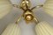 Brass and Glass Five-Armed Ceiling Lamp, 1950s 2