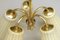 Brass and Glass Five-Armed Ceiling Lamp, 1950s 3