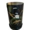 Column-Formed Black Lacquered Side Tables with Flower and Bird Drawings, 1980s, Set of 2, Image 2