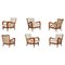 Walnut and Teddy Fabric Armchairs Attributed to Paolo Buffa, Italy, 1950s, Set of 6 1