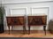 Italian Art Deco Walnut Bedside Tables with Glass Tops, 1950s, Set of 2, Image 2