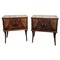 Italian Art Deco Walnut Bedside Tables with Glass Tops, 1950s, Set of 2 1
