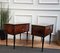 Italian Art Deco Style Walnut Bedside Tables with Glass Tops, 1950s, Set of 2 7