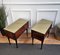 Italian Art Deco Style Walnut Bedside Tables with Glass Tops, 1950s, Set of 2 8